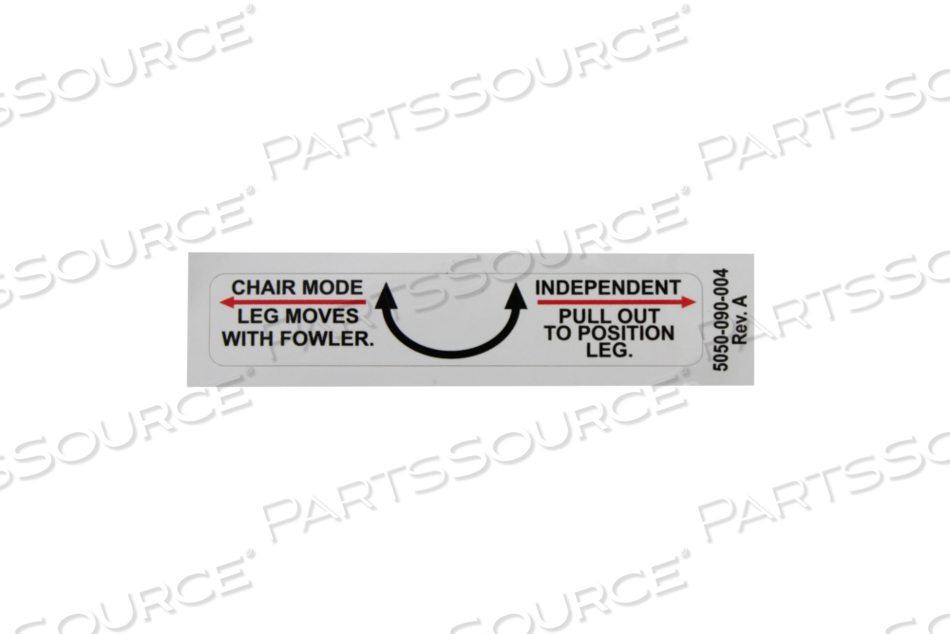 RIGHT FOOT SECTION LABEL FOR 5050/5051 STRETCHER CHAIR by Stryker Medical