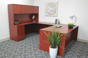 OFFICE DESK MAHOGANY BASE OVERALL 71 W by Boss