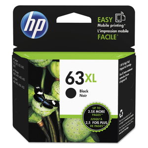 HP 63XL, (F6U64AN) HIGH-YIELD BLACK ORIGINAL INK CARTRIDGE by HP (Hewlett-Packard)