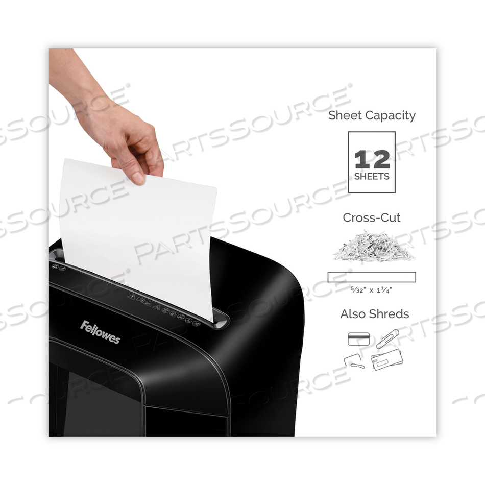POWERSHRED LX85 CROSS-CUT SHREDDER, 12 MANUAL SHEET CAPACITY by Fellowes