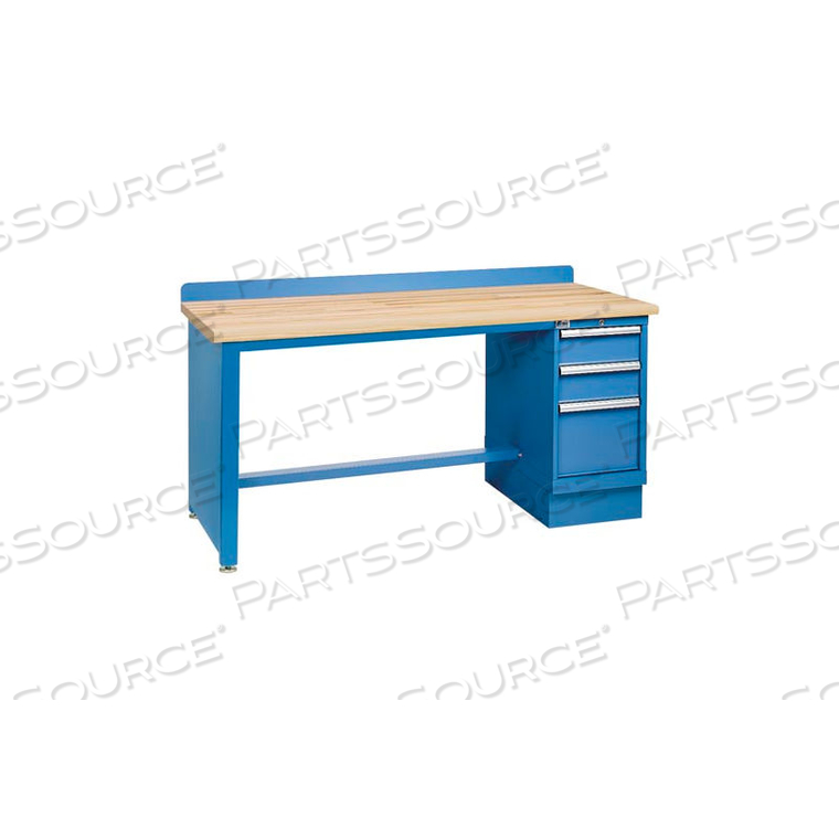 TECHNICAL WORKBENCH W/TECH LEG, 3 DRAWER CABINET, BUTCHER BLOCK TOP - BLUE by Lista International Corporation (North America)