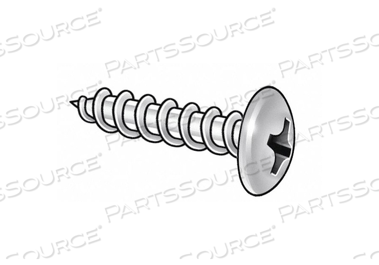 SHEET METAL SCREW, #8 SIZE, 1 IN LG, 18-8 STAINLESS STEEL, PLAIN, TRUSS, PHILLIPS by Fabory