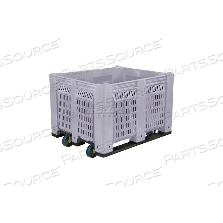 PALLET CONTAINER VENTED WALL W/ 6INCH CASTERS 48X40X31 GRAY 1500 POUNDS CAPACITY by Decade Products