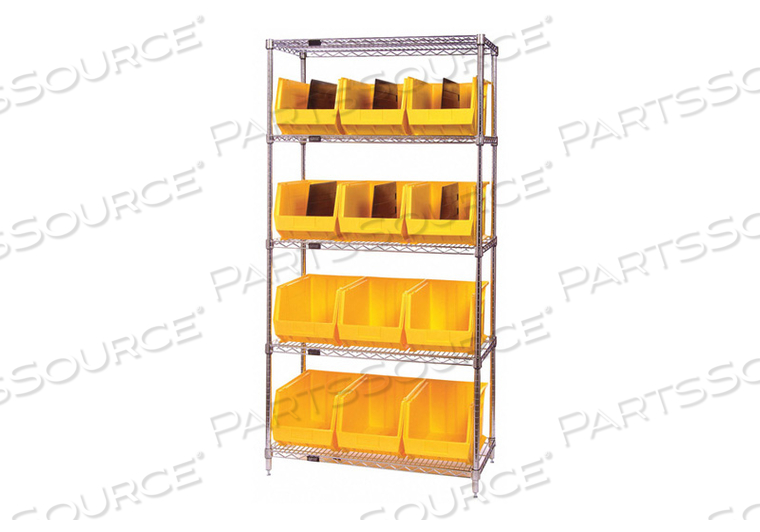E3963 BIN SHELVING 74 OVERALL H 20 BINS YLLOW by Quantum Storage Systems E3963 BIN SHELVING 74 OVERALL H 20 BINS YLLOW by Quantum Storage Systems