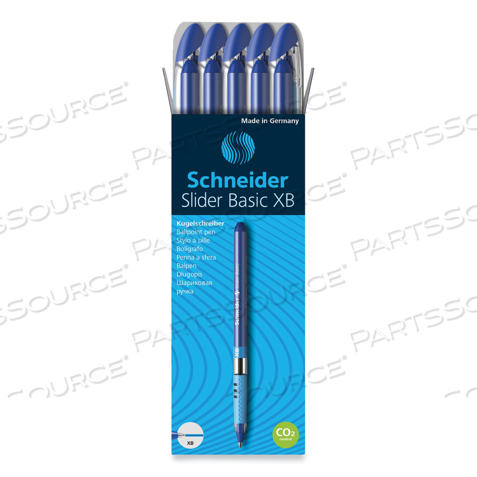 SLIDER BASIC BALLPOINT PEN, STICK, EXTRA-BOLD 1.4 MM, BLUE INK, BLUE BARREL by Schneider SLIDER BASIC BALLPOINT PEN, STICK, EXTRA-BOLD 1.4 MM, BLUE INK, BLUE BARREL by Schneider