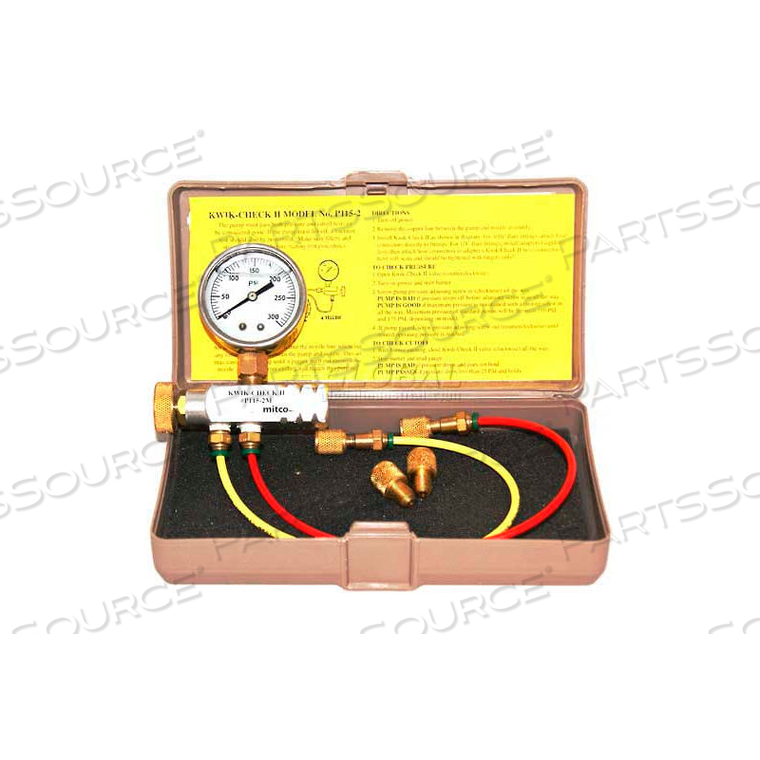 KWIK-CHECK II PRESSURE & CUTOFF TEST KIT, INCL. FITTINGS, GASKET, INSTRUCTIONS & CASE by Mitco Manufacturing