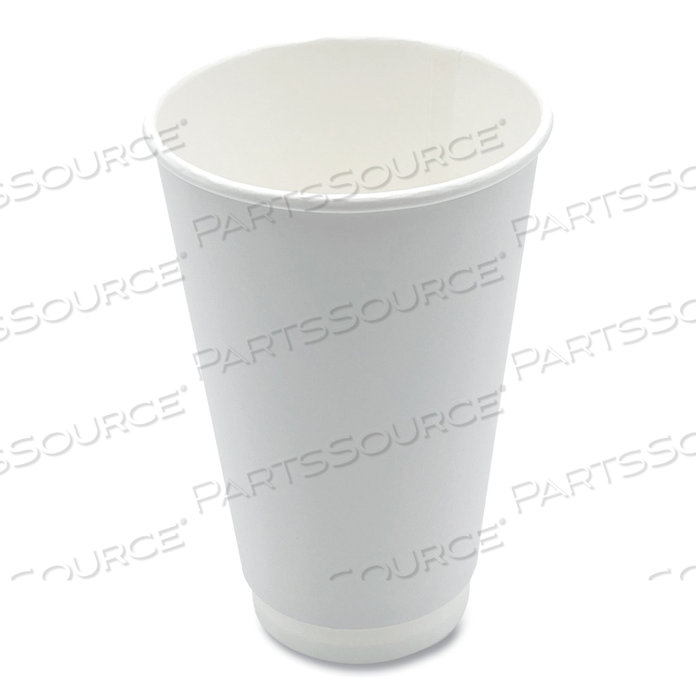 PAPER HOT CUPS, DOUBLE-WALLED, 16 OZ, WHITE by Boardwalk