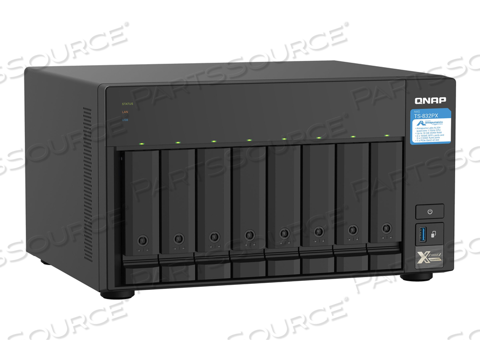 TS-832PX-4G, NAS SERVER, 8 BAYS, SATA 6GB/S, RAID 0, 1, 5, 6, 10, 50, JBOD, 60, RAM 4 GB, GIGABIT ETHERNET / 2.5 GIGABIT ETHERNET / 10 GIGAB by QNAP Security