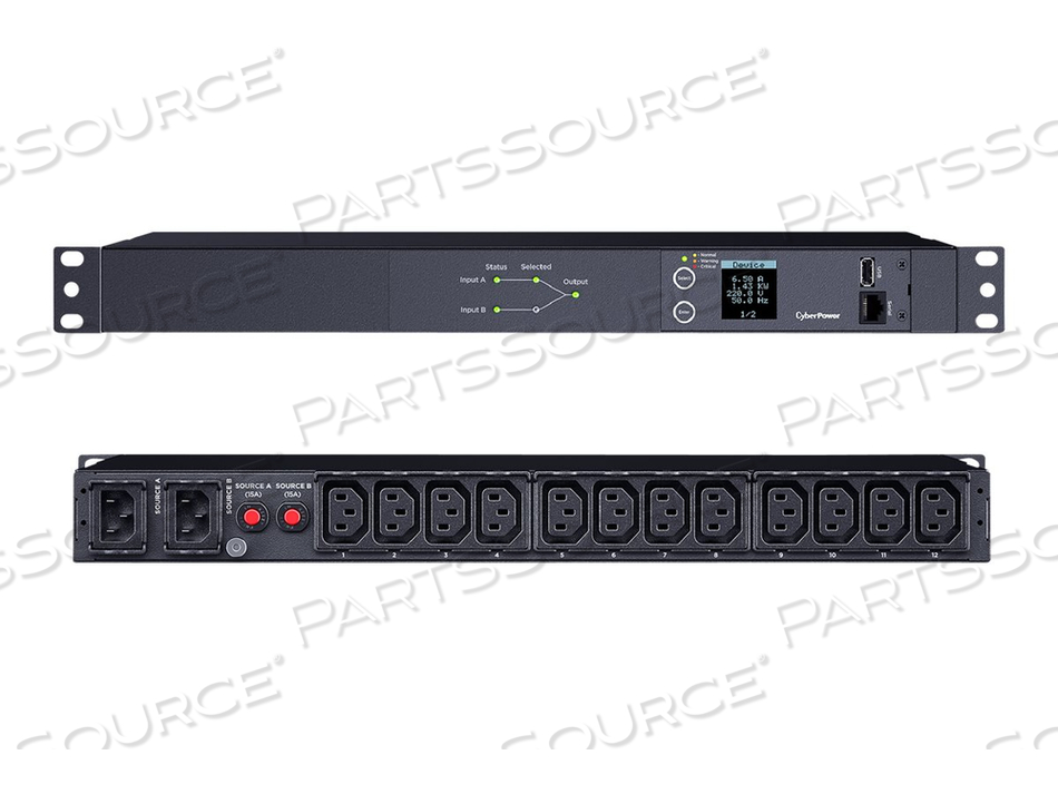 METERED ATS SERIES PDU24004, POWER DISTRIBUTION UNIT (RACK-MOUNTABLE), AC 200-240 V, 1-PHASE, SERIAL, INPUT: 2 X IEC 60320 C14, OUTPUT CONNE by CyberPower METERED ATS SERIES PDU24004, POWER DISTRIBUTION UNIT (RACK-MOUNTABLE), AC 200-240 V, 1-PHASE, SERIAL, INPUT: 2 X IEC 60320 C14, OUTPUT CONNE by CyberPower