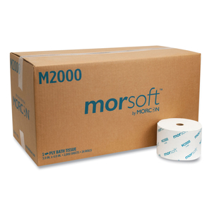 SMALL CORE BATH TISSUE, SEPTIC SAFE, 1-PLY, WHITE, 2,000 SHEETS/ROLL, 24 ROLLS/CARTON by Morcon Tissue