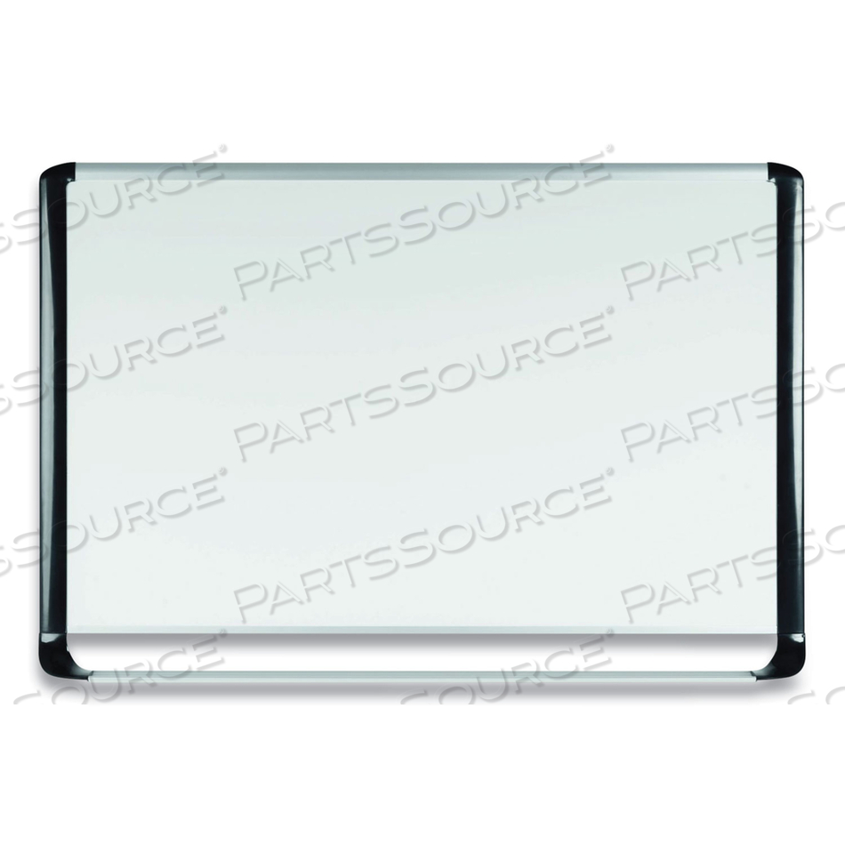 LACQUERED STEEL MAGNETIC DRY ERASE BOARD, 48 X 72, SILVER/BLACK by MasterVision