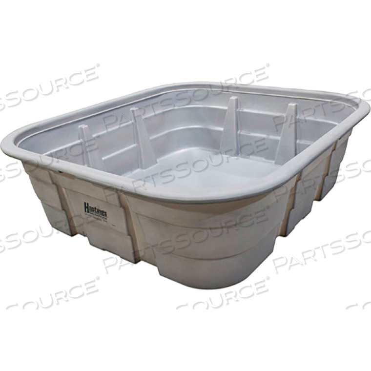 RECTANGULAR POLY STOCK TANK, GRAY, 96"L X 84"W X 28-1/6"H, 750 GALLON by Hastings Equity Manufacturing RECTANGULAR POLY STOCK TANK, GRAY, 96"L X 84"W X 28-1/6"H, 750 GALLON by Hastings Equity Manufacturing