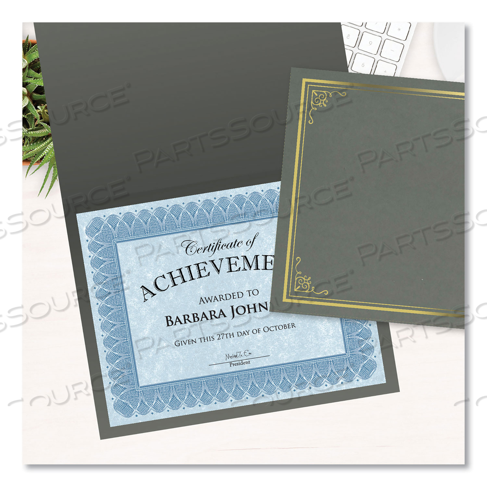 CERTIFICATE/DOCUMENT COVER, 9.75" X 12.5", GRAY WITH GOLD FOIL by Geographics