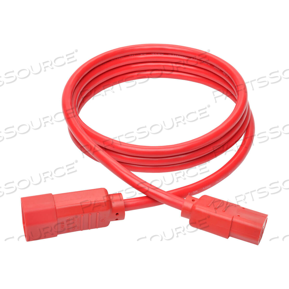 POWER CORD EXTENSION, 6 FT, 10 A, 100 - 250 V, 18 AWG, IEC 320-C14 TO IEC 320-C13, RED by Tripp Lite
