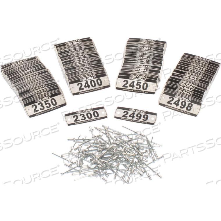 LOCKER NUMBER PLATE KIT, NUMBERED 2300-2499, 200/PACK by Precision Sourcing