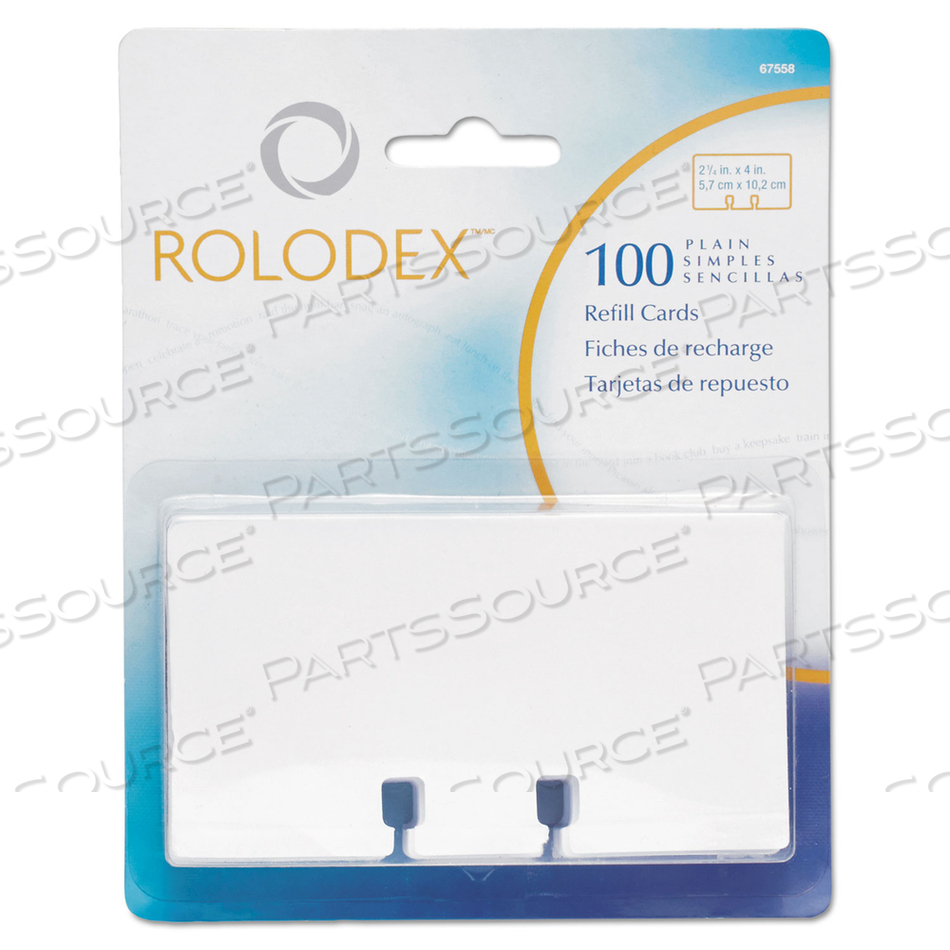 PLAIN UNRULED REFILL CARD, 2.25 X 4, WHITE by Rolodex PLAIN UNRULED REFILL CARD, 2.25 X 4, WHITE by Rolodex