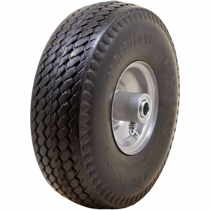 FLAT FREE TIRE - 4.10/3.50-4 SAWTOOTH TREAD - 3.5" CENTERED - 5/8" BEARINGS by Marathon