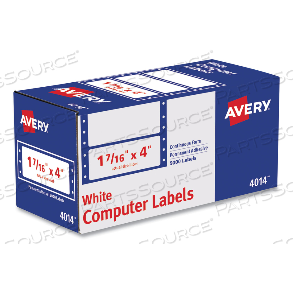 DOT MATRIX PRINTER MAILING LABELS, PIN-FED PRINTERS, 1.44 X 4, WHITE by Avery DOT MATRIX PRINTER MAILING LABELS, PIN-FED PRINTERS, 1.44 X 4, WHITE by Avery