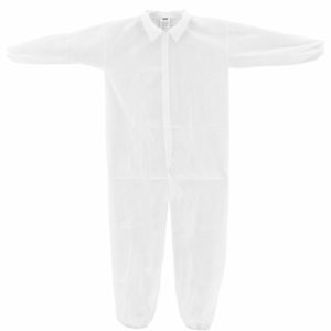 DISPOSABLE POLYPROPYLENE COVERALL, ELASTIC WRISTS/ANKLES, WHT, XL, 25/CASE by Hubei Kangcheng Non-Woven Co.-Wuhan