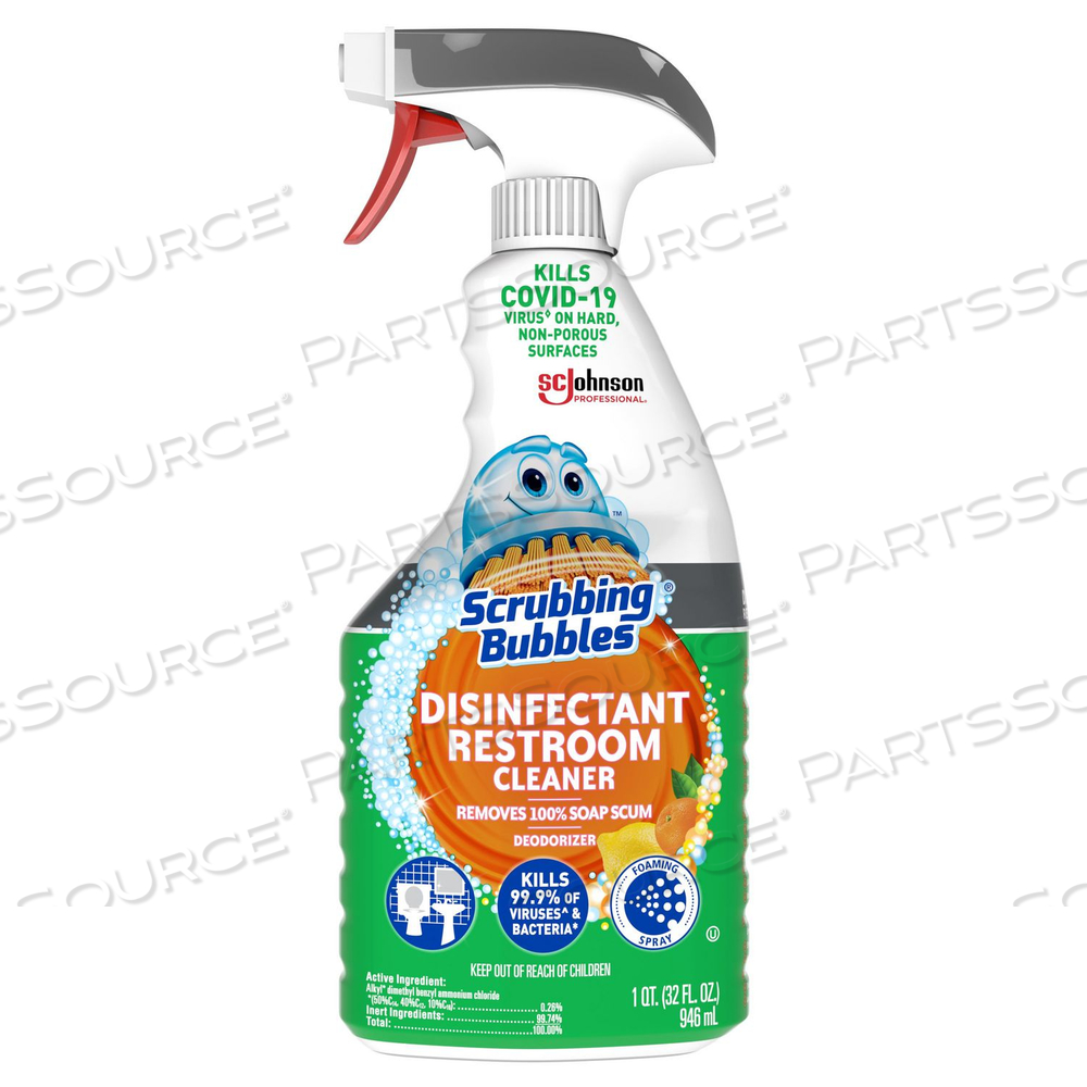 DISINFECTANT RESTROOM CLEANER, FRESH SCENT, 32 OZ SPRAY BOTTLE by Scrubbing Bubbles DISINFECTANT RESTROOM CLEANER, FRESH SCENT, 32 OZ SPRAY BOTTLE by Scrubbing Bubbles