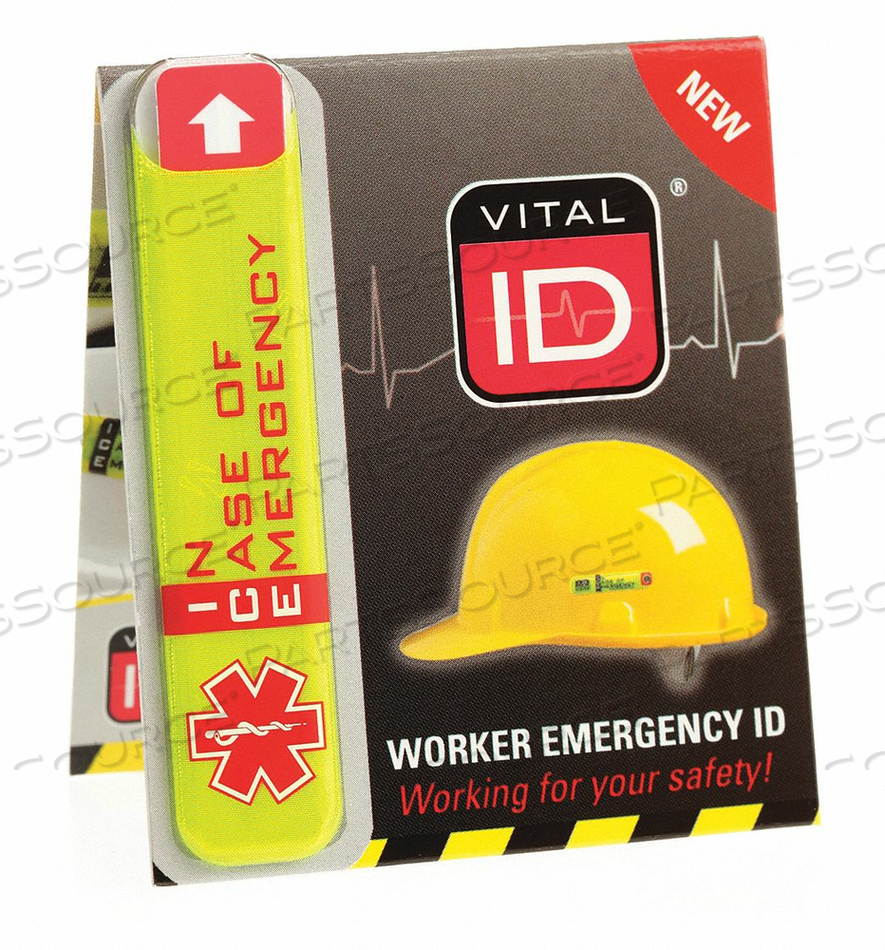 HARD HAT I.D YLLW 1/2IN.HX2-3/4IN.W PK25 by Vital ID