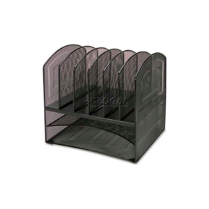 HORIZONTAL VERTICAL MESH DESK ORGANIZER, 8 COMPARTMENTS, BLACK by Lorell HORIZONTAL VERTICAL MESH DESK ORGANIZER, 8 COMPARTMENTS, BLACK by Lorell