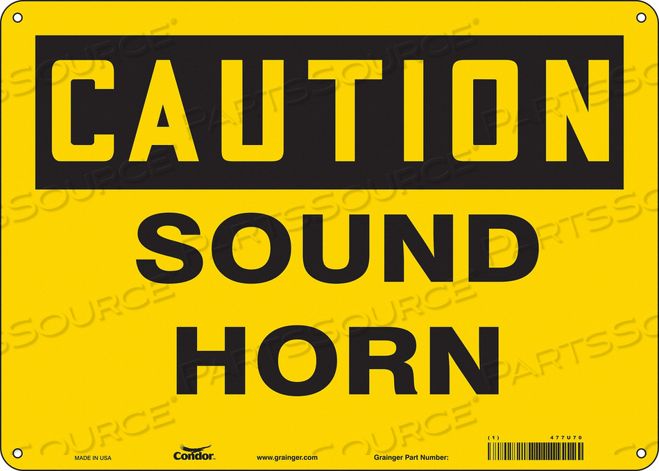 TRAFFIC SIGN, HORIZONTAL RECTANGLE, NUMBER OF PRINTED SIDES 1, ENGLISH, SIGN FORMAT TRADITIONAL OSHA, SIGN LEGEND SOUND HORN, SIGN LEGEND BA by Condor