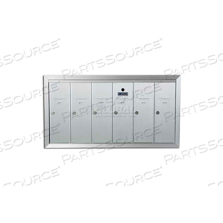 RECESSED VERTICAL 1250 SERIES, 6 DOOR MAILBOX, ANODIZED ALUMINUM by Florence Manufacturing Company