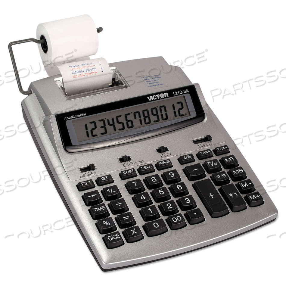 12-DIGIT CALCULATOR, 2 COLOR PRINTING, 7-1/4" X 8-1/4" X 2-1/2", WHITE by Victor Technology, LLC