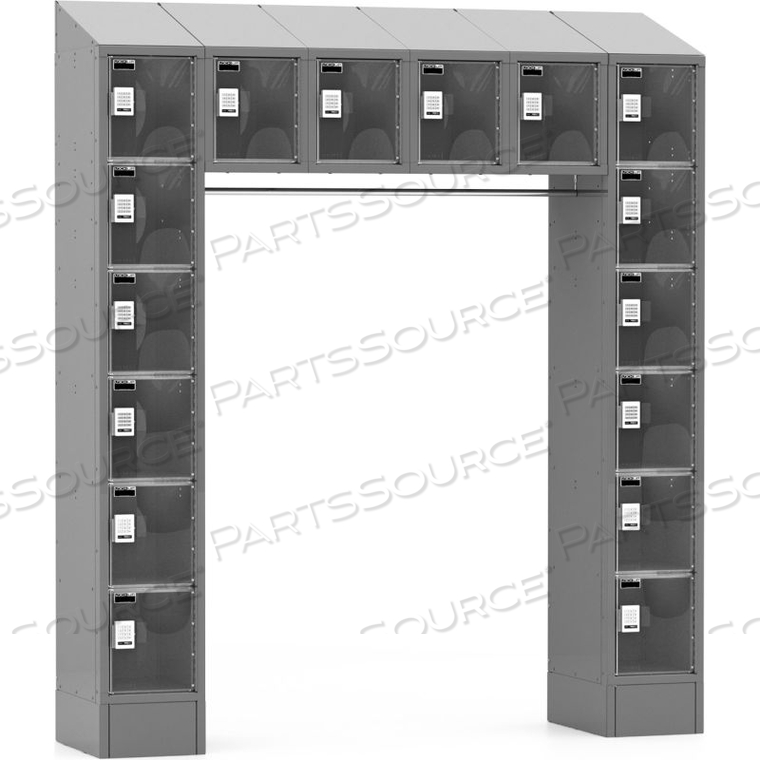 LOCKUP BY DIGILOCK 16 PERSON ELECTRONIC LOCKER WITH CLEAR DOORS, 12"WX18"DX12"H, GRAY, ASSEMBLED by Digilock LOCKUP BY DIGILOCK 16 PERSON ELECTRONIC LOCKER WITH CLEAR DOORS, 12"WX18"DX12"H, GRAY, ASSEMBLED by Digilock