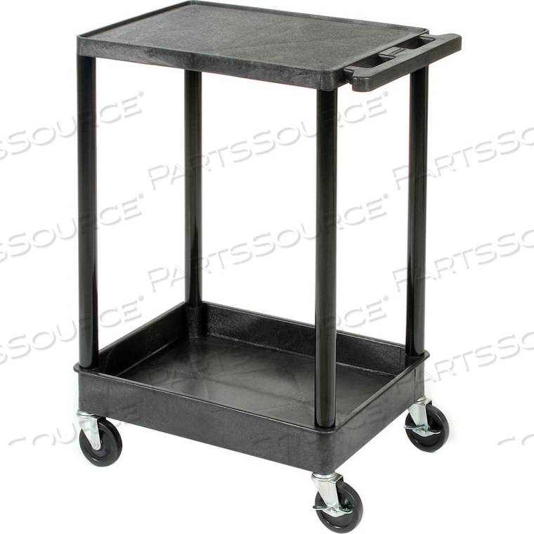 STC21 FLAT TOP SHELF 2 SHELF PLASTIC UTILITY CART 24X18 300 LBS. by Luxor