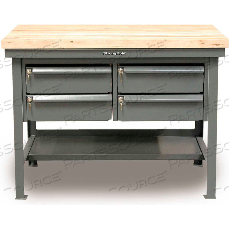 60"W X 36"D 4 DRAWER WITH MAPLE TOP WORKBENCH by Strong Hold