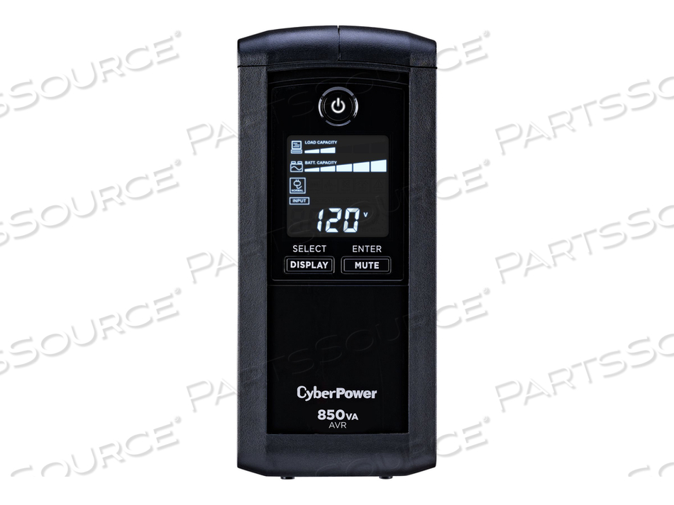 INTELLIGENT LCD CP850AVRLCD, UPS, AC 120 V, 510 WATT, 850 VA, 9 AH, RS-232, USB, OUTPUT CONNECTORS: 9 by CyberPower