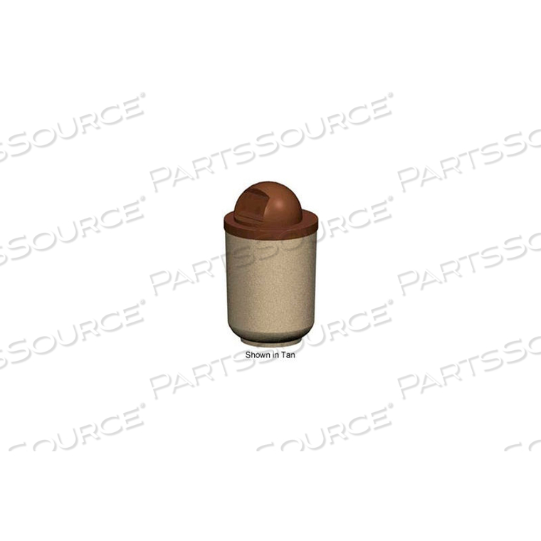 ROUND 36 GALLON CONCRETE TRASH RECEPTACLE WITH ROUND DOME PLASTIC LID - GRAY - TCR-MD by Petersen Manufacturing Co. Inc.