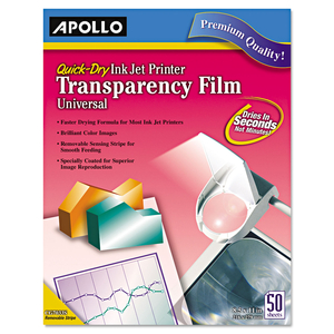 QUICK-DRY COLOR INKJET TRANSPARENCY FILM, 8.5 X 11 by Apollo Audio Visual