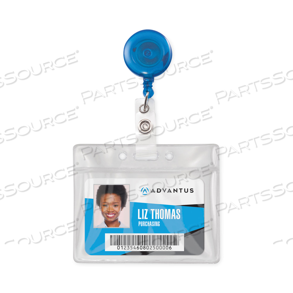 TRANSLUCENT RETRACTABLE ID CARD REEL, 30" EXTENSION, BLUE by Advantus
