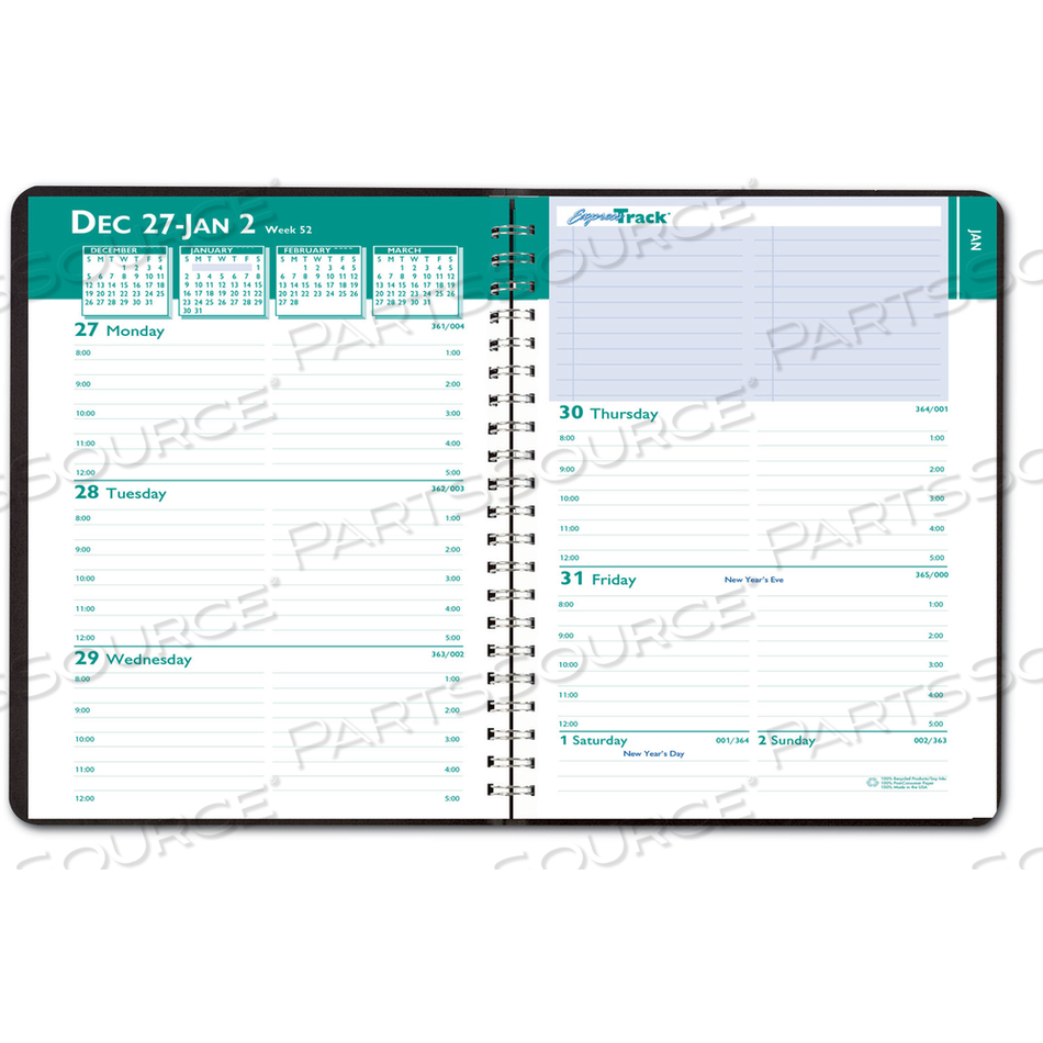 EXPRESS TRACK RECYCLED WEEKLY APPOINTMENT BOOK/MONTHLY PLANNER, 8 X 5, BLACK COVER, 13-MONTH (JAN TO JAN): 2023 TO 2024 by House Of Doolittle