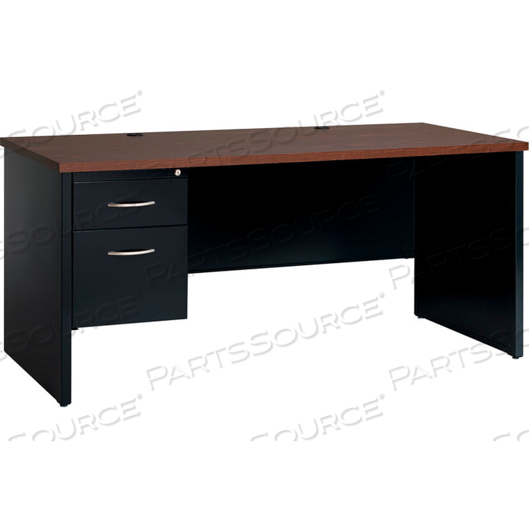 MODULAR STEEL DESK - SINGLE LEFT PEDESTAL - 66 X 30 - BLACK/WALNUT by Hirsh MODULAR STEEL DESK - SINGLE LEFT PEDESTAL - 66 X 30 - BLACK/WALNUT by Hirsh