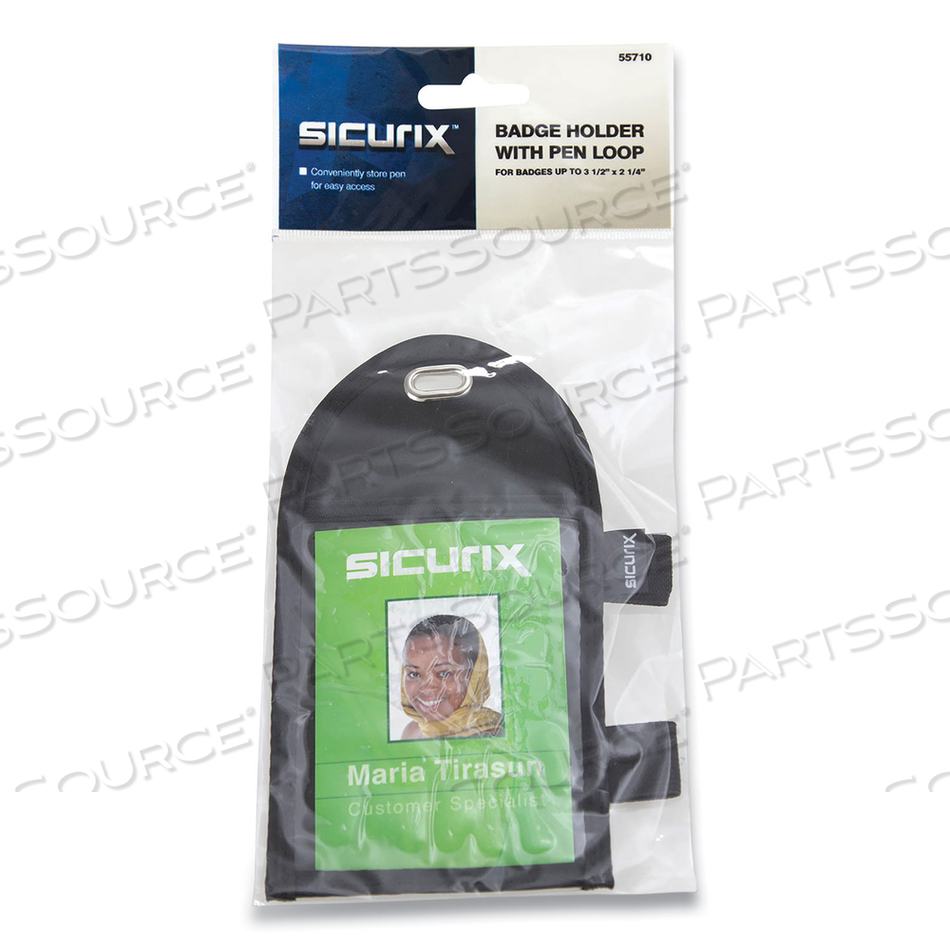 ID NECK POUCH WITH PEN LOOP, VERTICAL, 4 X 2.75, BLACK by Sicurix ID NECK POUCH WITH PEN LOOP, VERTICAL, 4 X 2.75, BLACK by Sicurix