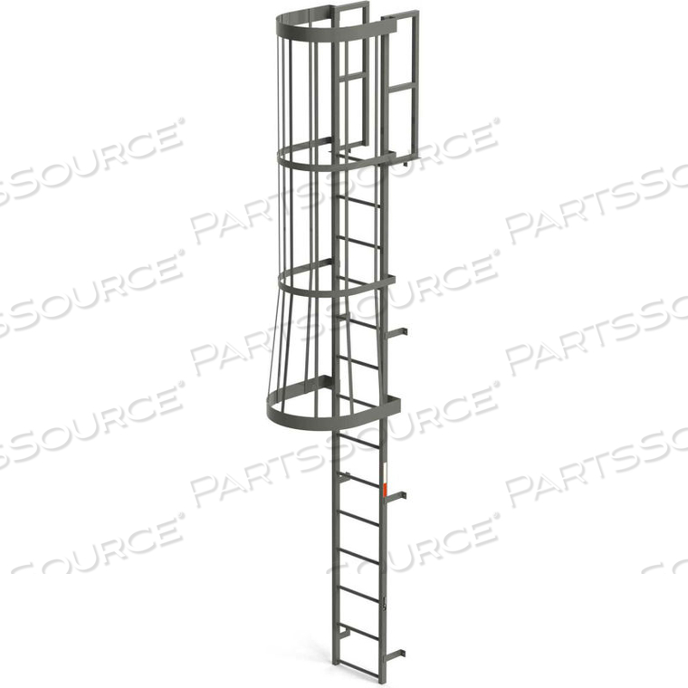 PRODUCTS STEEL FIXED CAGE LADDER, 14 STEPS, GRAY 