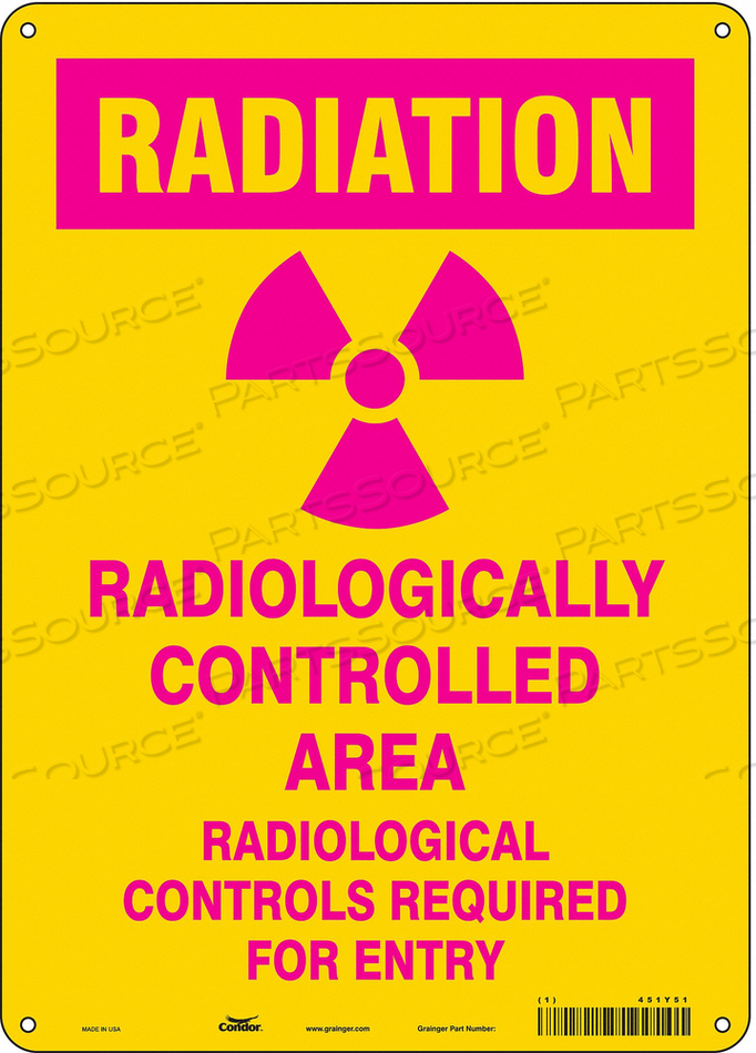 SAFETY SIGN, VERTICAL RECTANGLE, NUMBER OF PRINTED SIDES 1, ENGLISH, SIGN FORMAT OTHER FORMAT, SIGN LEGEND RADIOLOGICALLY CONTROLLED AREA RA by Condor SAFETY SIGN, VERTICAL RECTANGLE, NUMBER OF PRINTED SIDES 1, ENGLISH, SIGN FORMAT OTHER FORMAT, SIGN LEGEND RADIOLOGICALLY CONTROLLED AREA RA by Condor
