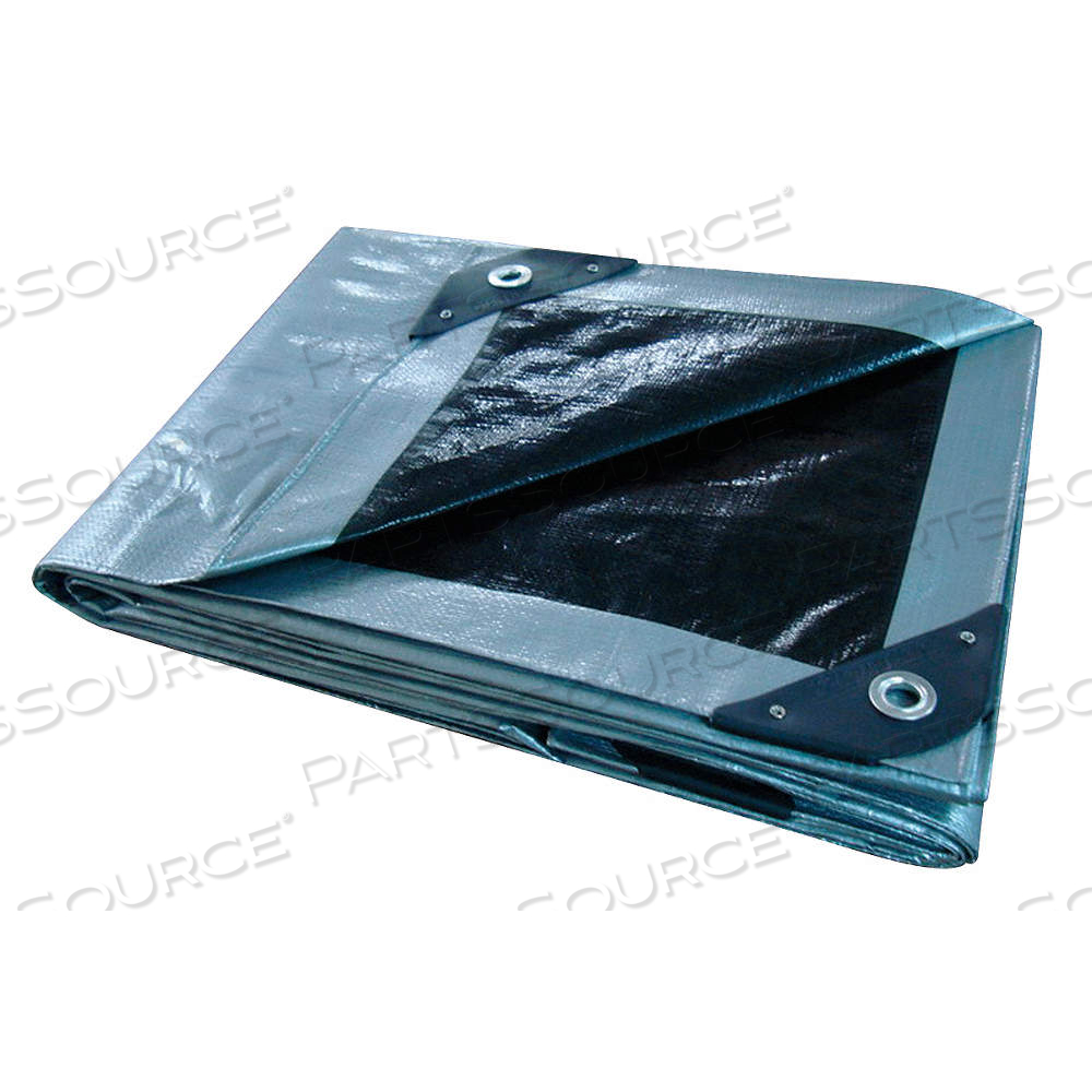 TARP, 9.5 FT LG, 7.33 FT WD, STD DUTY, 10.5 MIL, POLYETHYLENE, BLACK/SILVER by Approved Vendor