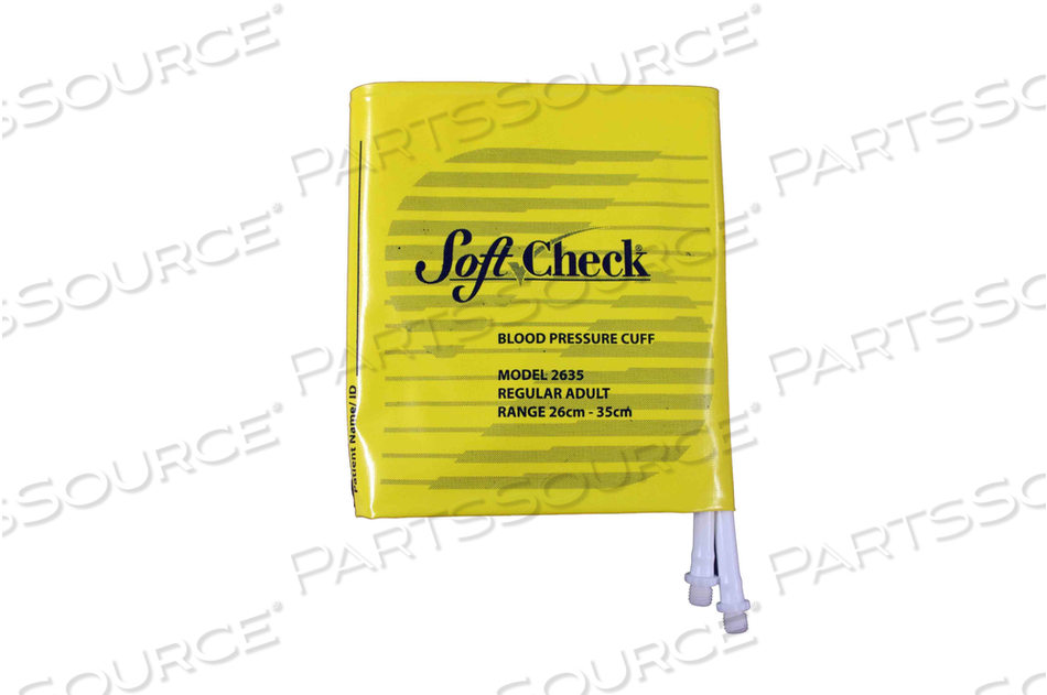 SOFTCHECK YELLOW VINYL DISPOSABLE BP CUFF, ADULT DOUBLE TUBE, DM, 20/BX 