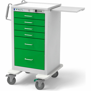 6 DRAWER SLIM MED JR, LIGHT GRAY EXTERIOR / SPRING GREEN DRAWERS, PUSHBUTTON LOCK by Waterloo Healthcare