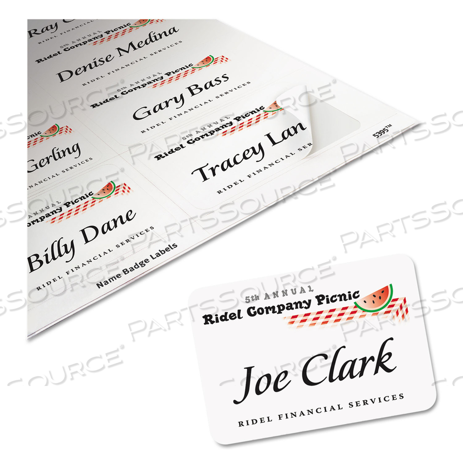 FLEXIBLE ADHESIVE NAME BADGE LABELS, 3.38 X 2.33, WHITE by Avery FLEXIBLE ADHESIVE NAME BADGE LABELS, 3.38 X 2.33, WHITE by Avery