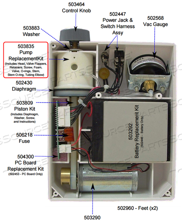 PUMP REPLACEMENT KIT, INCLUDES: HEAD, VALVE FLAPPERS, RETAINERS, SCREW, FOAM, VALVE, O-RINGS, STEM, STEM O-RING, FOR PM65 EASYGOVAC ASPIRATO by Precision Medical, Inc.