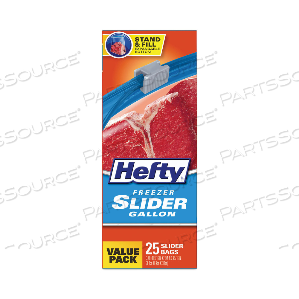 SLIDER BAGS, 1 GAL, 2.5 MIL, 10.56" X 11", CLEAR by Hefty