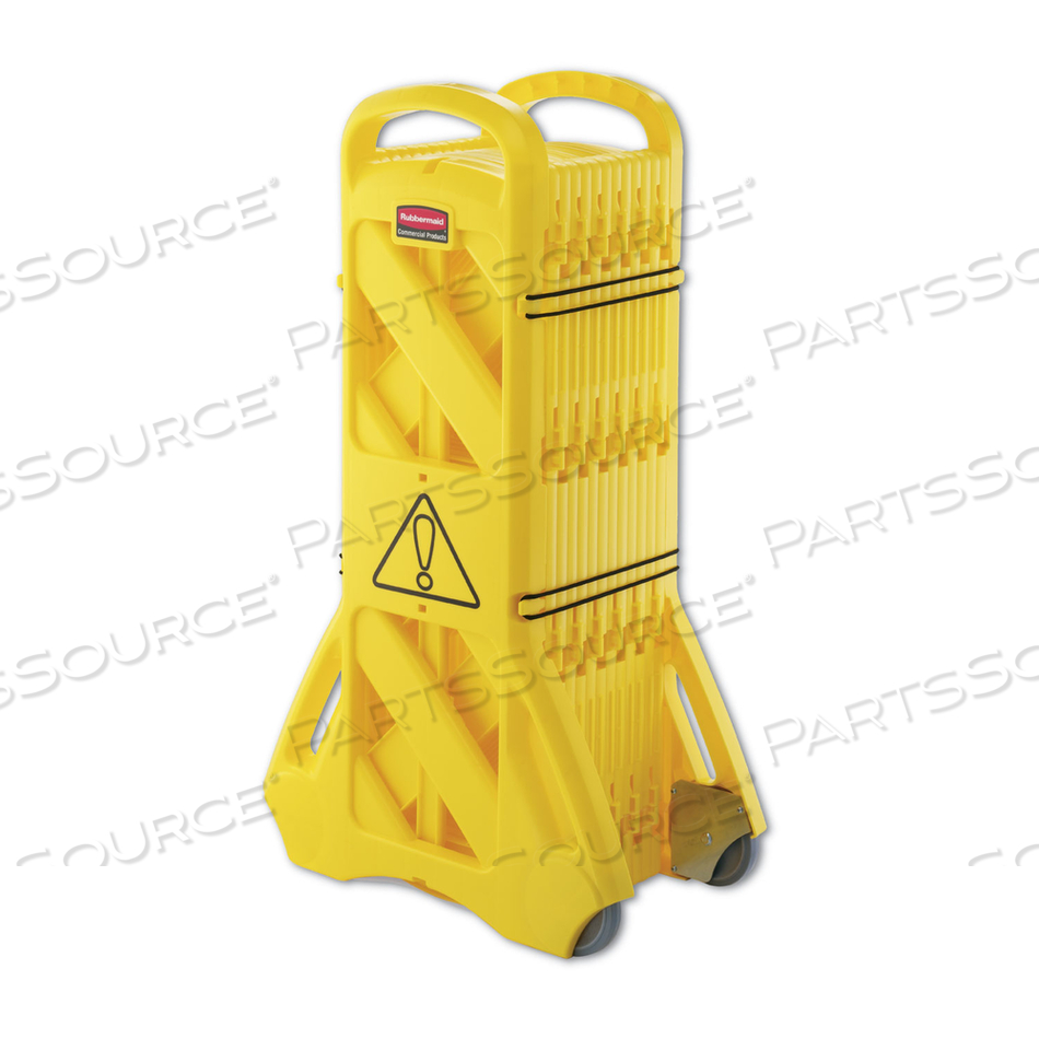PORTABLE MOBILE SAFETY BARRIER, PLASTIC, 13 FT X 40", YELLOW by Rubbermaid Medical Division PORTABLE MOBILE SAFETY BARRIER, PLASTIC, 13 FT X 40", YELLOW by Rubbermaid Medical Division