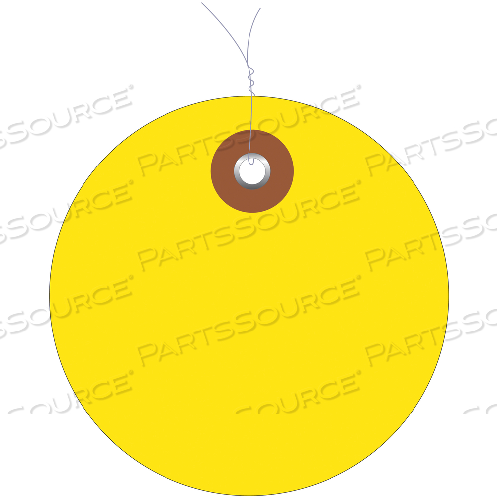 PLASTIC CIRCLE TAGS, PRE-WIRED, 2", YELLOW, 100/EACH by BOX Partners (Box Acquisitions, LLC)