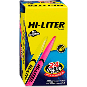 HI-LITER PEN STYLE HIGHLIGHTER, CHISEL TIP, ASSORTED INK, 24/PACK by Avery